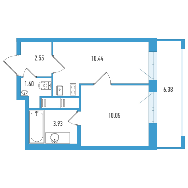 1-комнатная квартира, 30.48 м² в ЖК "Искра-Сити" - планировка, фото №1
