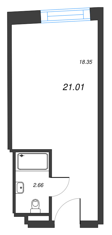 Квартира-студия, 21.01 м² в ЖК "YE’S Leader" - планировка, фото №1