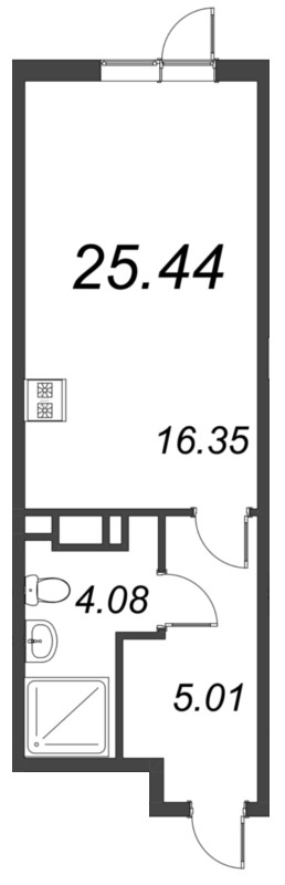 Квартира-студия, 25.44 м² в ЖК "VEREN NORT сертолово" - планировка, фото №1