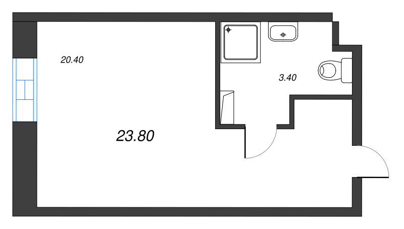 Квартира-студия, 23.7 м² в ЖК "VIDI" - планировка, фото №1