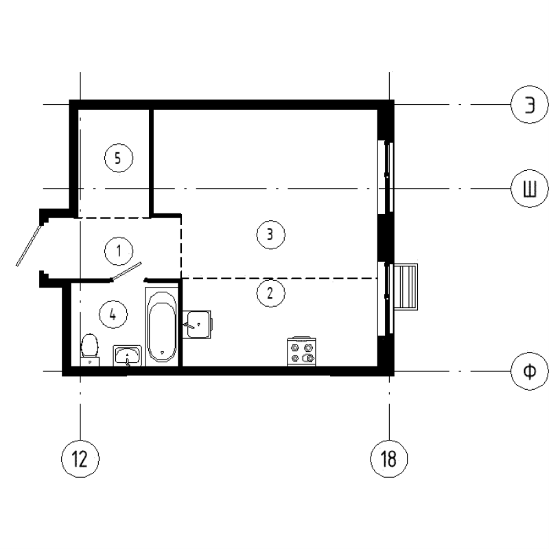 Квартира-студия, 35.8 м² в ЖК "Ягодное Река Парк" - планировка, фото №1