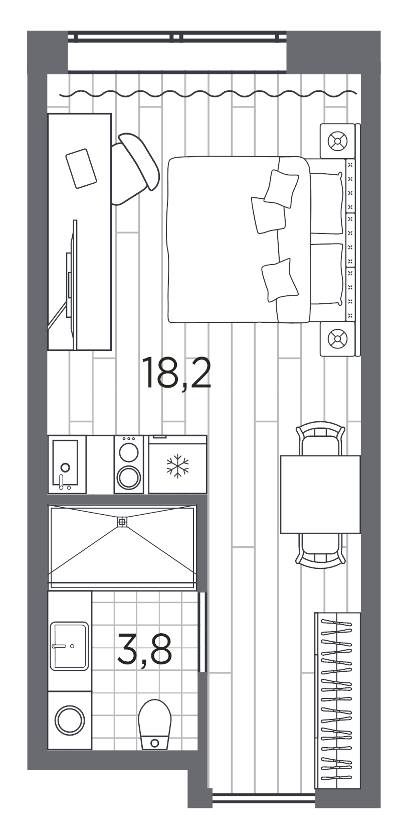 Квартира-студия, 22 м² в ЖК "Industrial Avenir" - планировка, фото №1