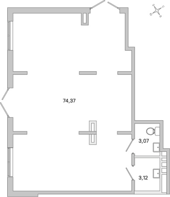 Помещение, 80.56 м² в ЖК "ЮгТаун" - планировка, фото №1