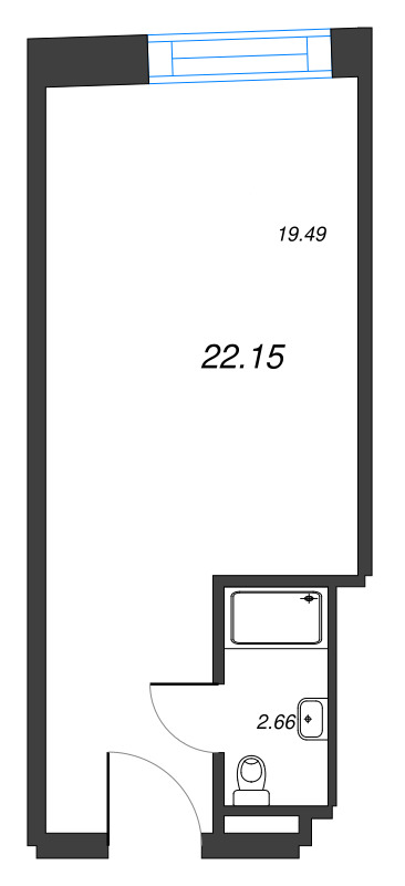 Квартира-студия, 22.15 м² в ЖК "YE’S Leader" - планировка, фото №1