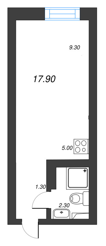 Квартира-студия, 17.9 м² в ЖК "Эко Квартал Нега" - планировка, фото №1