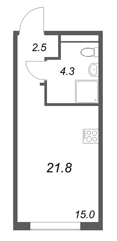 Квартира-студия, 21.8 м² в ЖК "Пулково Lake" - планировка, фото №1