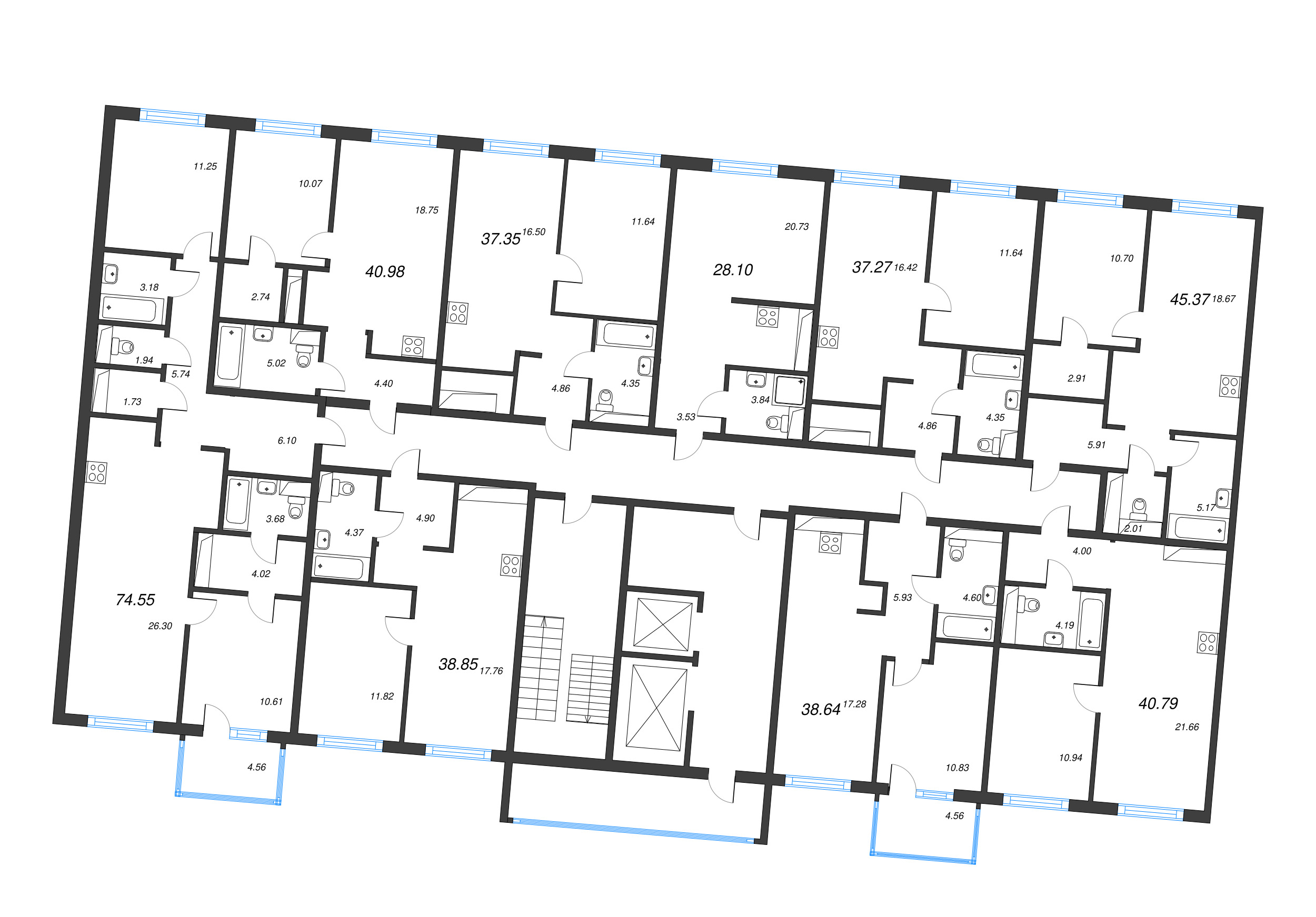 Квартира-студия, 28.1 м² в ЖК "Legenda Васильевского" - планировка этажа