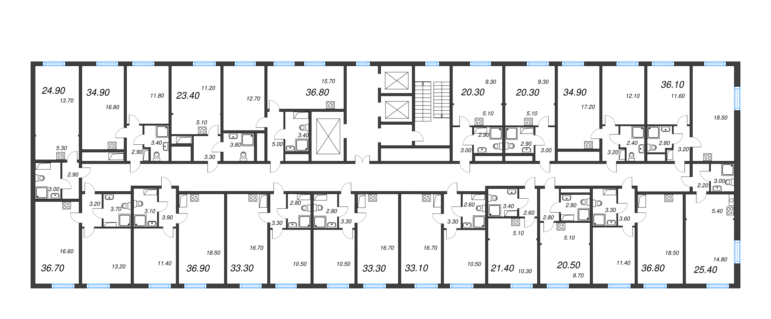 Квартира-студия, 21.3 м² - планировка этажа