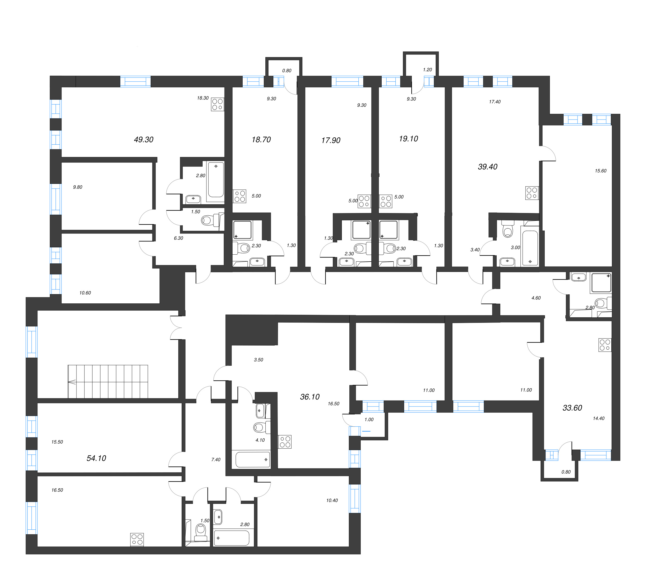 Квартира-студия, 17.9 м² в ЖК "Эко Квартал Нега" - планировка этажа