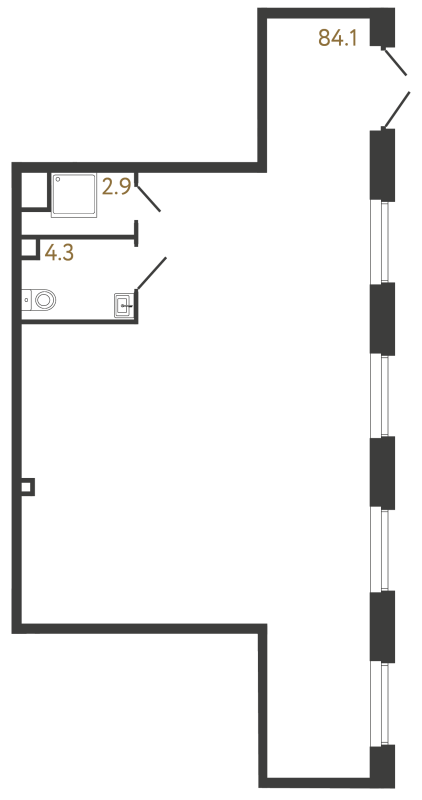 Помещение, 91.3 м² в ЖК "Коллекционер" - планировка, фото №1