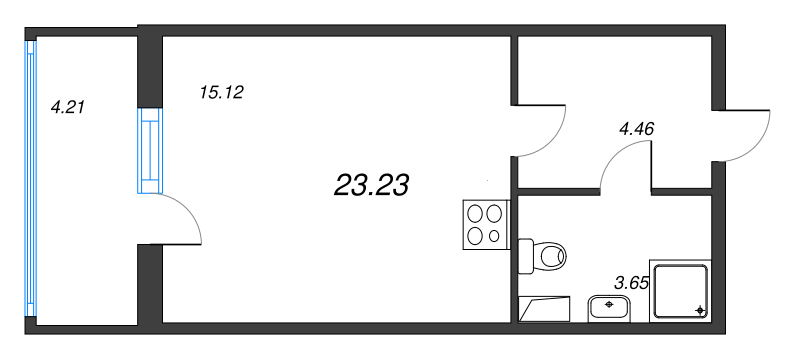 Квартира-студия, 23.23 м² - планировка, фото №1