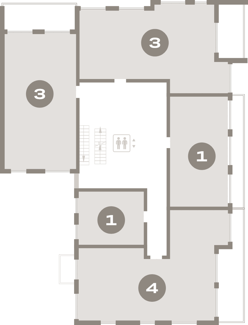 3-комнатная квартира, 90.4 м² в ЖК "Северный ветер" - планировка этажа
