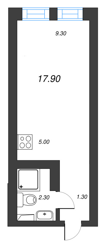 Квартира-студия, 17.9 м² в ЖК "Эко Квартал Нега" - планировка, фото №1