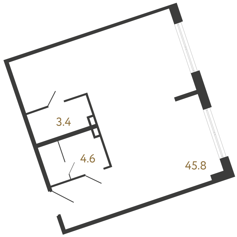 Помещение, 53.8 м² в ЖК "Литера" - планировка, фото №1
