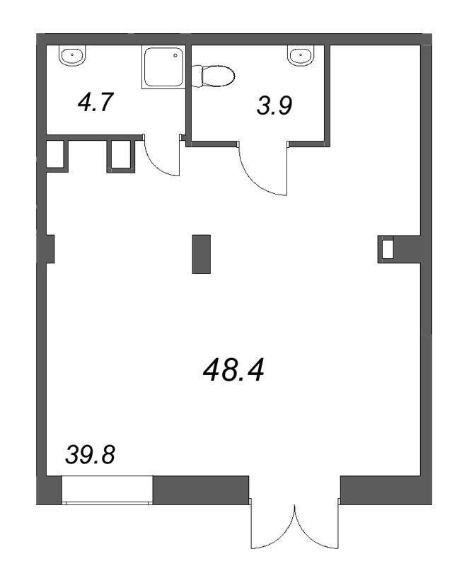 Помещение, 48.4 м² в ЖК "Большая Охта" - планировка, фото №1