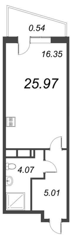 Квартира-студия, 25.97 м² в ЖК "VEREN NORT сертолово" - планировка, фото №1