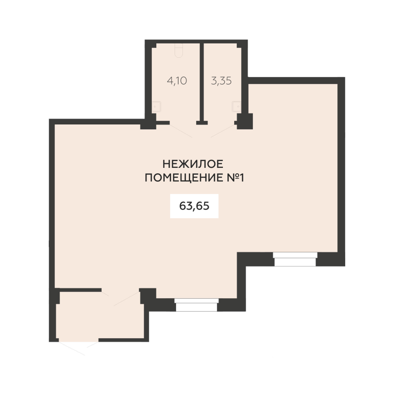 Помещение, 63.65 м² в ЖК "Ленский" - планировка, фото №1
