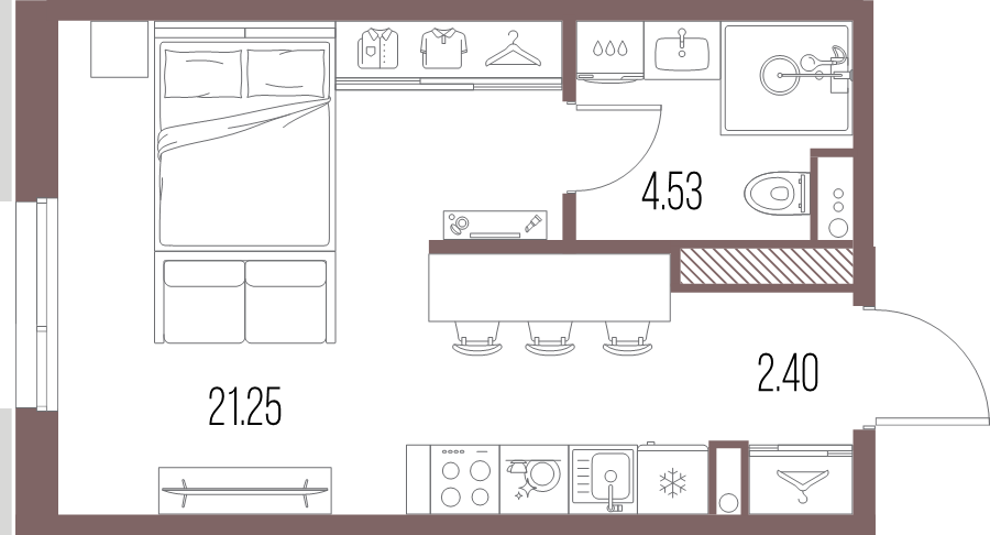 Квартира-студия, 28.18 м² в ЖК "Legenda Васильевского" - планировка, фото №1