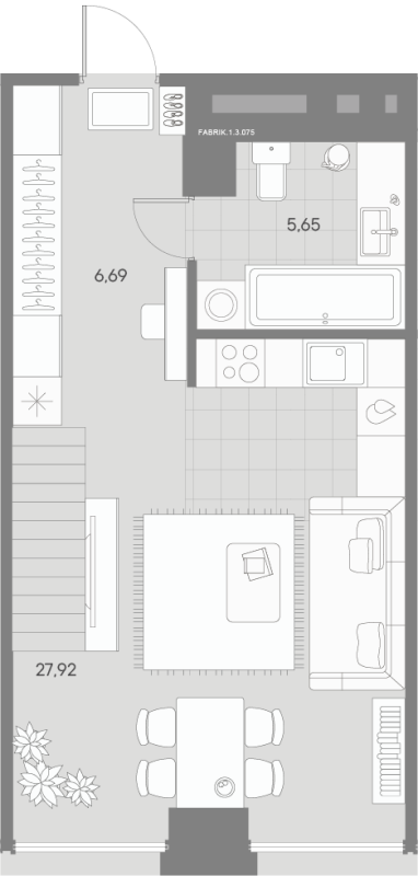 2-комнатная (Евро) квартира, 54.93 м² - планировка, фото №1