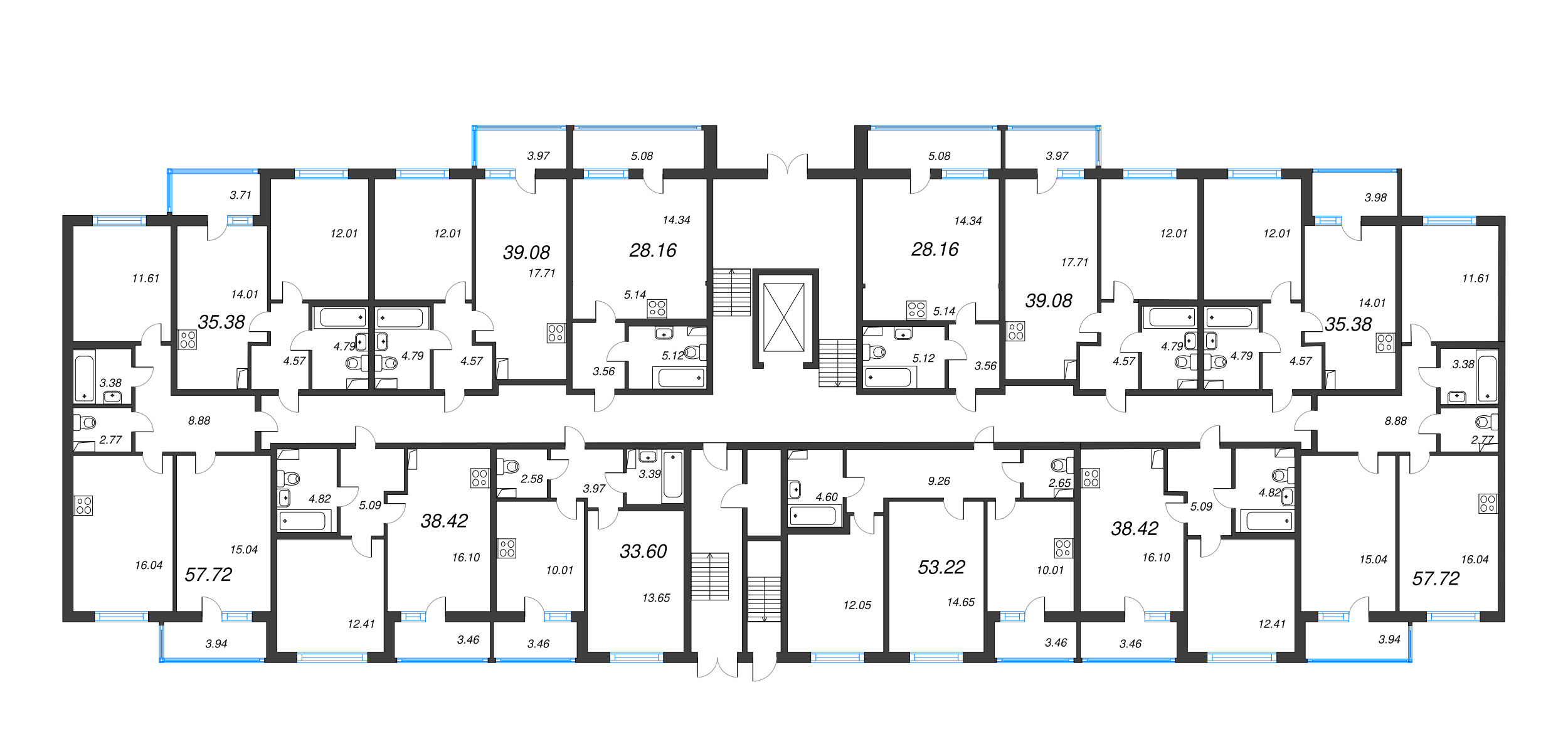 1-комнатная квартира, 33.6 м² в ЖК "Ясно.Янино" - планировка этажа
