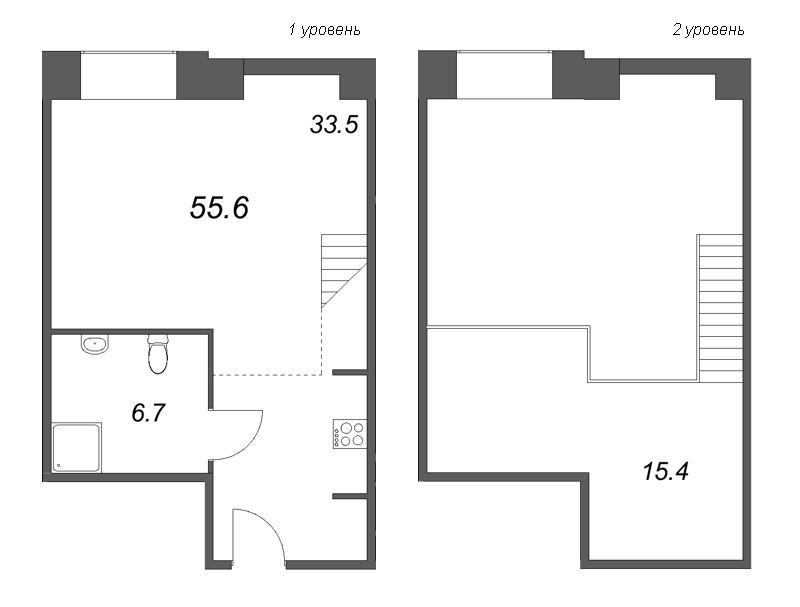 Квартира-студия, 55.6 м² в ЖК "Пространство by Avenue-Apart" - планировка, фото №1