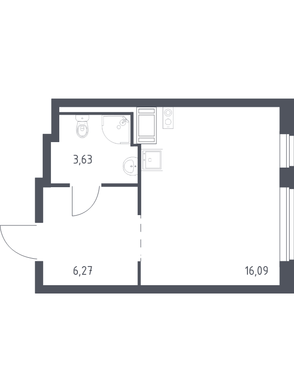 Квартира-студия, 25.99 м² в ЖК "Квартал Торики" - планировка, фото №1
