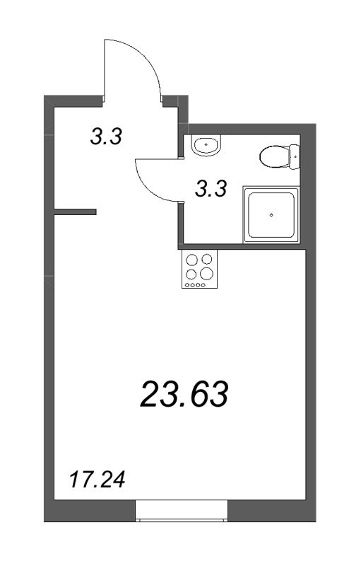 Квартира-студия, 23.63 м² в ЖК "Новые горизонты" - планировка, фото №1