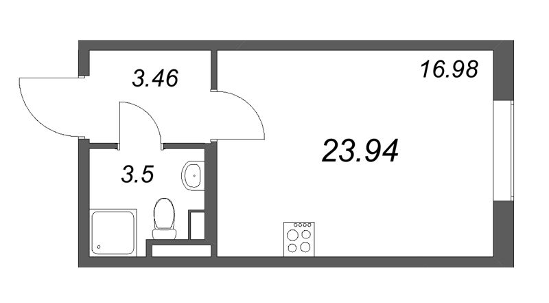 Квартира-студия, 23.94 м² в ЖК "Новая история" - планировка, фото №1