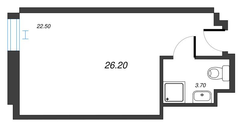 Квартира-студия, 26.53 м² в ЖК "We'll" - планировка, фото №1