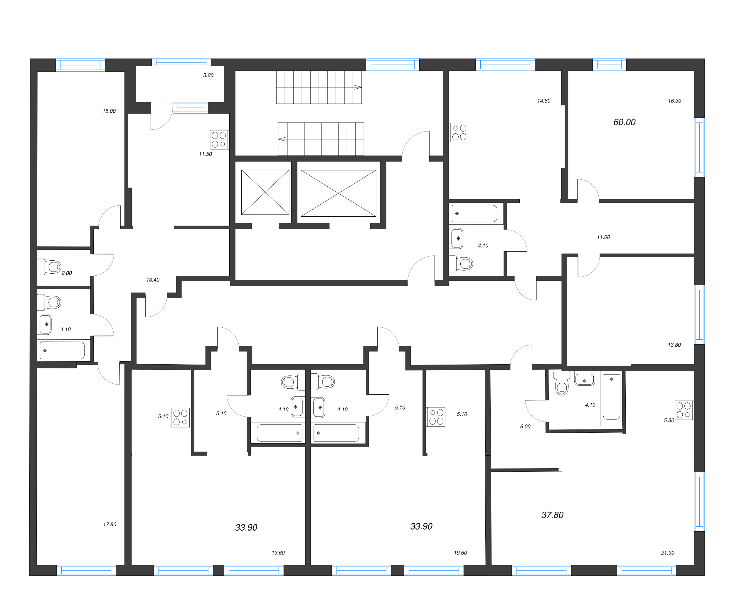 Квартира-студия, 33.9 м² в ЖК "Ягодное Река Парк" - планировка этажа
