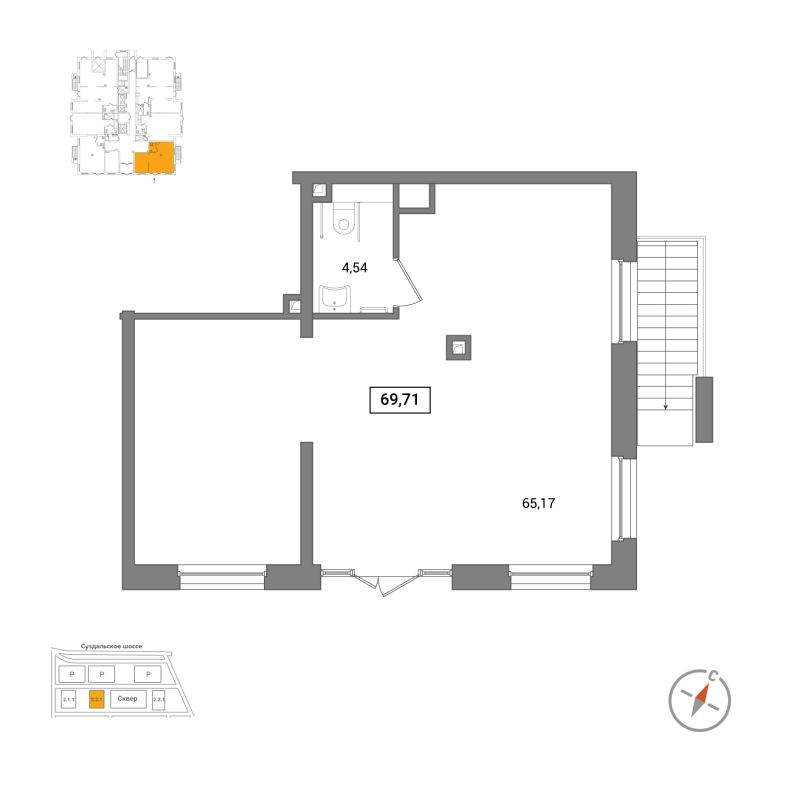Помещение, 69.71 м² - планировка, фото №1
