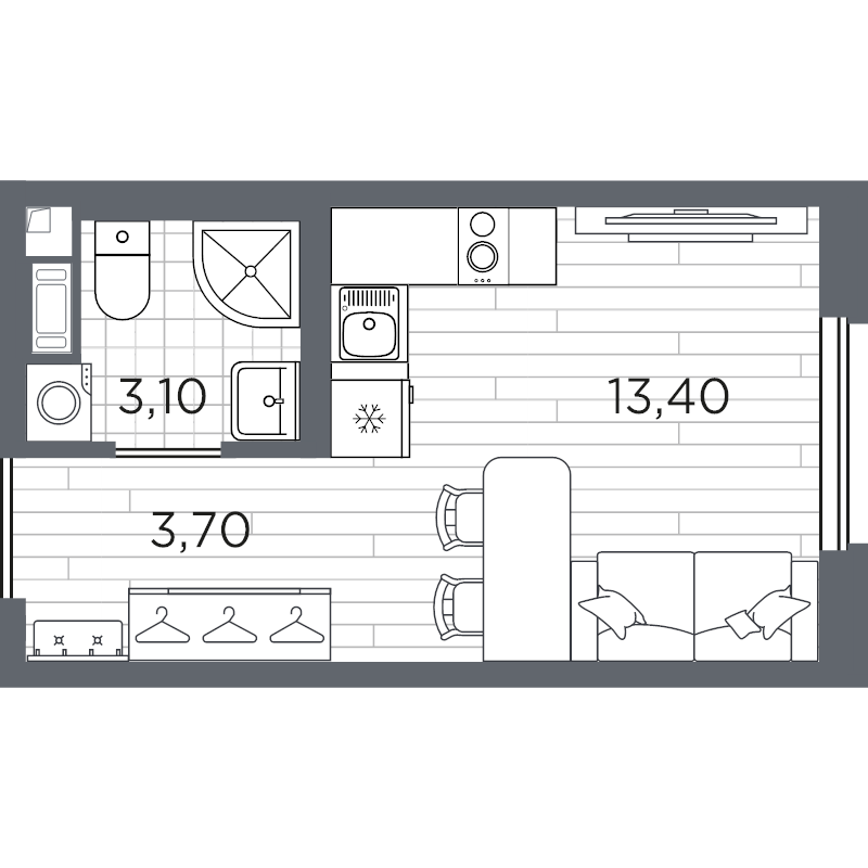 Квартира-студия, 20.2 м² в ЖК "PLUS Пулковский" - планировка, фото №1