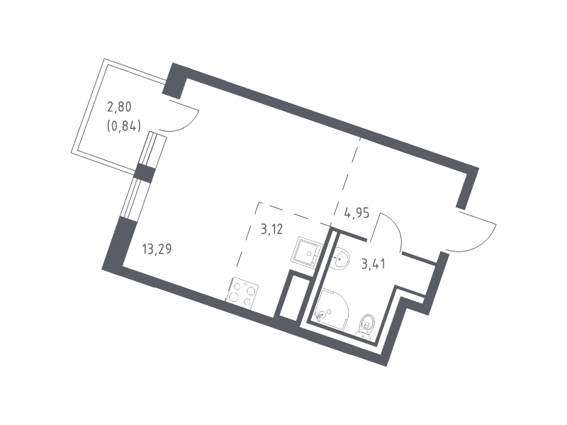 Квартира-студия, 25.61 м² в ЖК "Квартал Лаголово" - планировка, фото №1