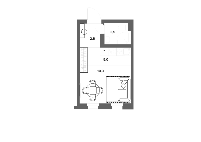 Квартира-студия, 21 м² в ЖК "ЭКО Квартал NEGA" - планировка, фото №1