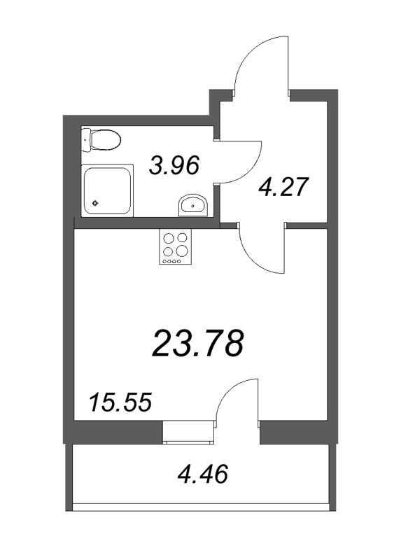 Квартира-студия, 23.78 м² - планировка, фото №1
