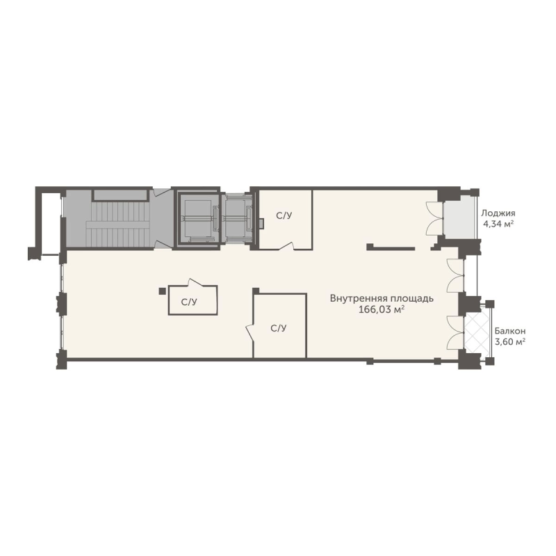 Квартира-студия, 169.29 м² в ЖК "Аструм" - планировка, фото №1
