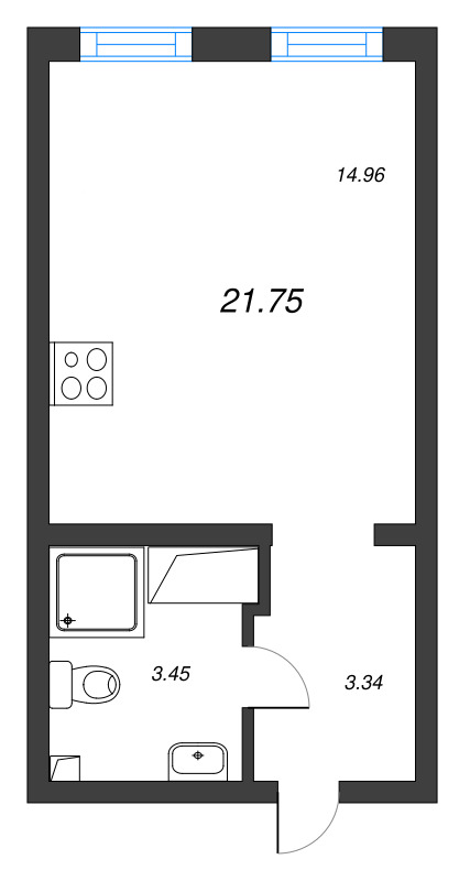 Квартира-студия, 21.75 м² в ЖК "Морская миля" - планировка, фото №1
