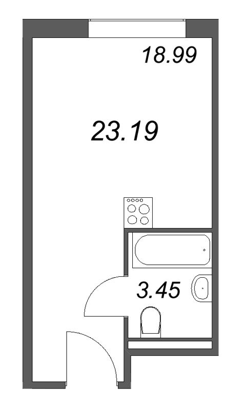 Квартира-студия, 23.19 м² в ЖК "Арт Плаза" - планировка, фото №1