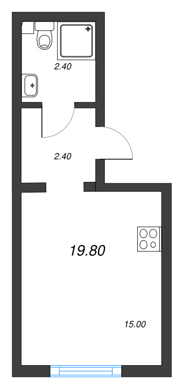 Квартира-студия, 19.8 м² в ЖК "Ручьи" - планировка, фото №1