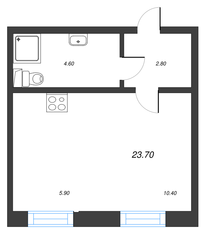 Квартира-студия, 23.7 м² в ЖК "ЛСР. Ржевский парк" - планировка, фото №1