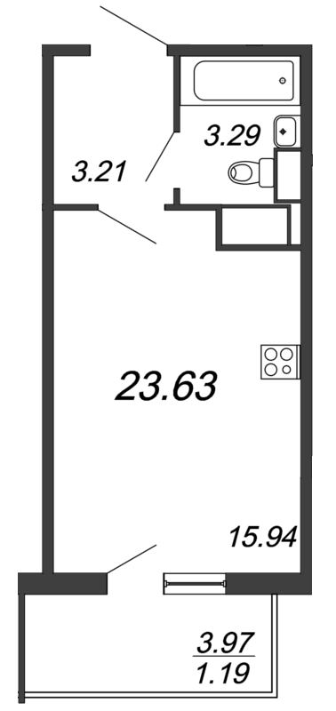 Квартира-студия, 23.9 м² в ЖК "Аквилон SKY" - планировка, фото №1