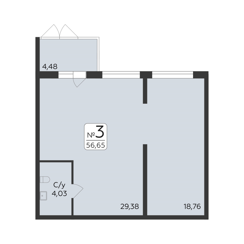 Помещение, 56.65 м² в ЖК "Панорама Юкки" - планировка, фото №1