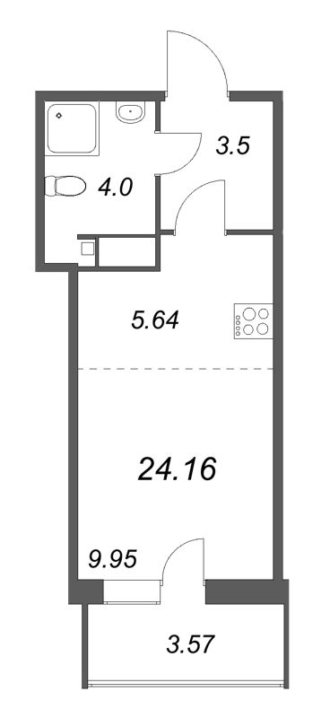 Квартира-студия, 24.16 м² - планировка, фото №1