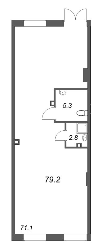 Помещение, 79.2 м² в ЖК "Большая Охта" - планировка, фото №1