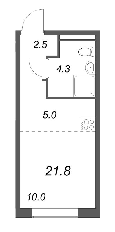 Квартира-студия, 21.8 м² в ЖК "Пулково Лейк" - планировка, фото №1
