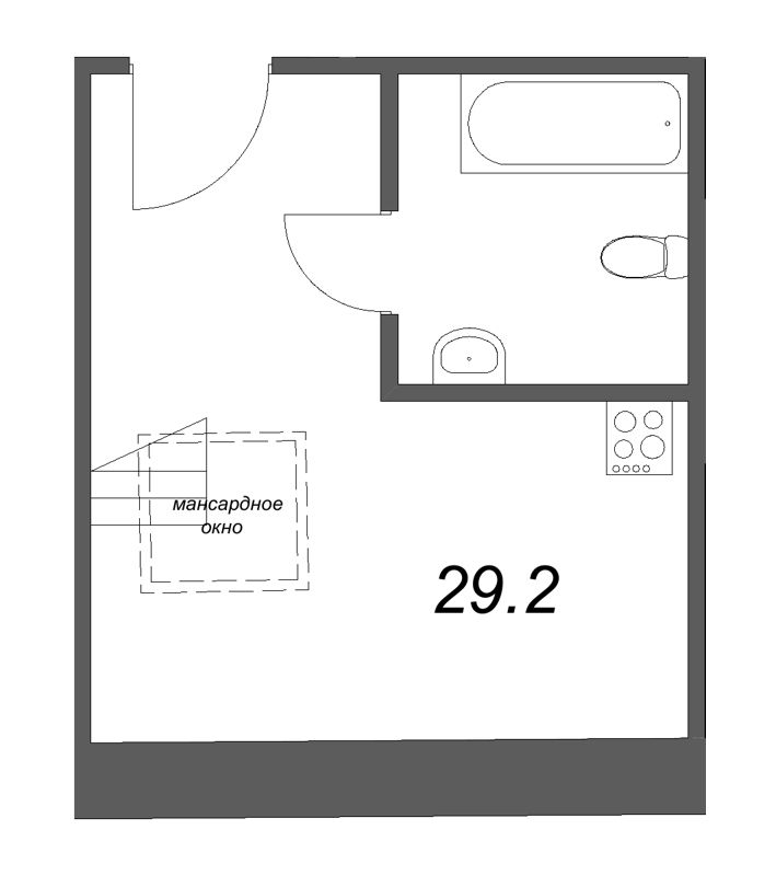Квартира-студия, 29.2 м² - планировка, фото №1