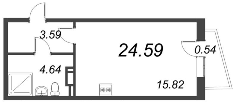 Квартира-студия, 24.59 м² в ЖК "VEREN NORT сертолово" - планировка, фото №1