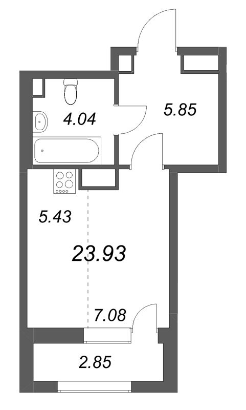 Квартира-студия, 23.93 м² в ЖК "Аквилон Солар" - планировка, фото №1