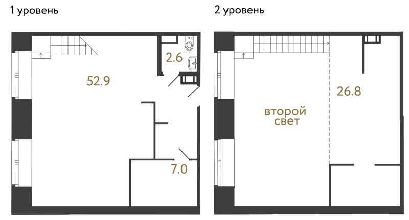 2-комнатная (Евро) квартира, 89.3 м² в ЖК "Типография" - планировка, фото №1