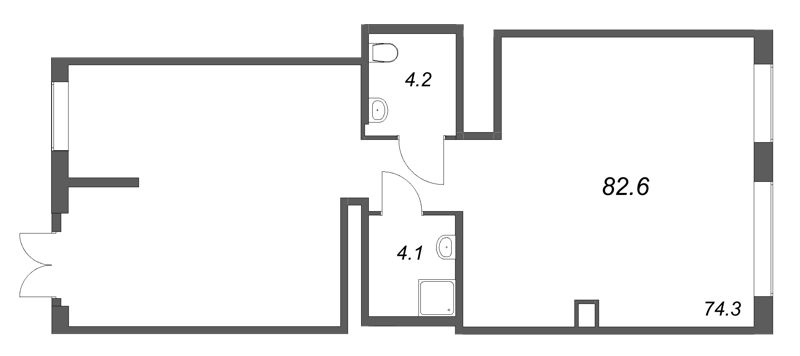Помещение, 82.6 м² в ЖК "Янила Форест" - планировка, фото №1